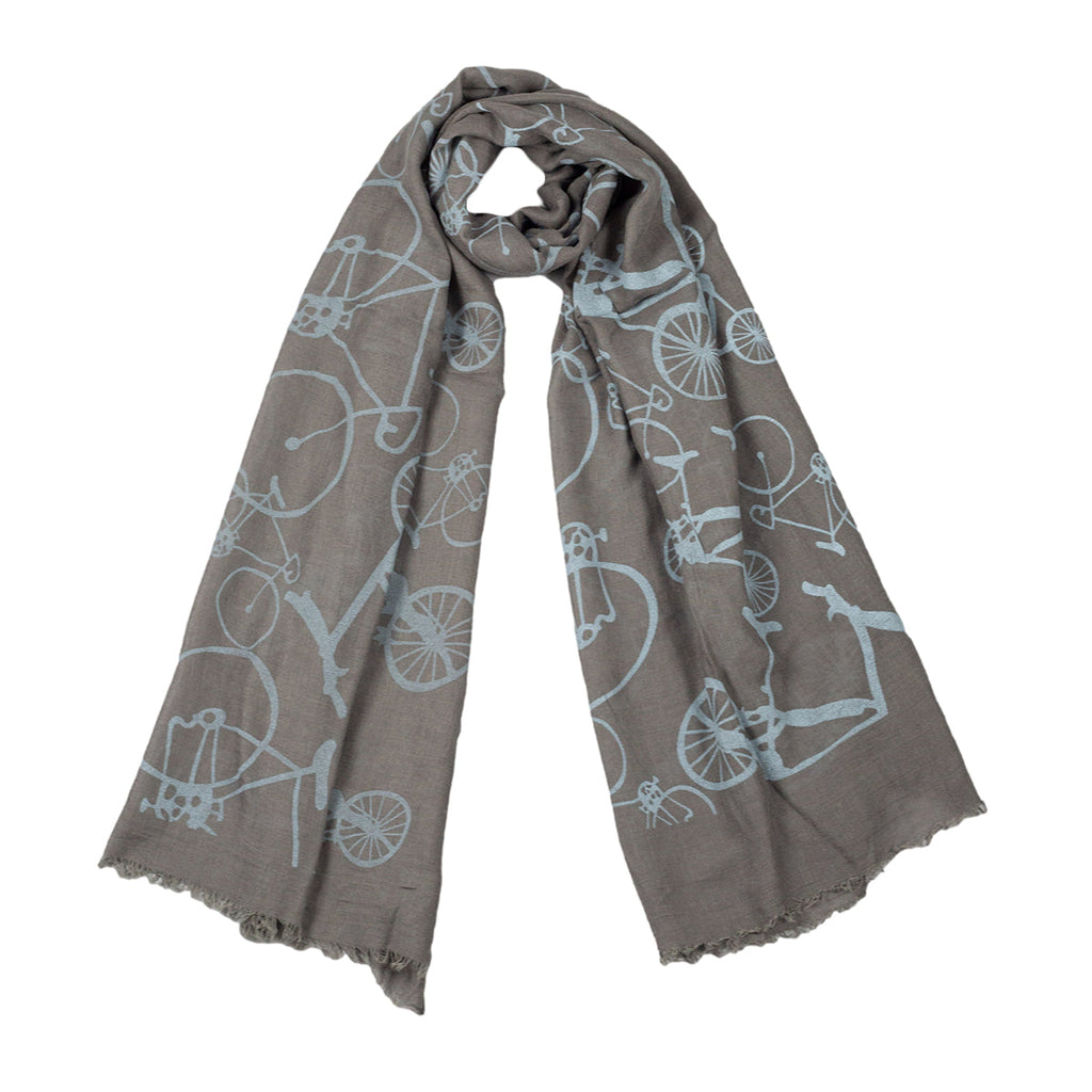 Tickled Pink 70 x 26” Bicycle Print Scarf – Semi-Sheer, Light