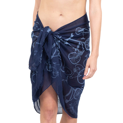 Tickled Pink 70 x 26” Bicycle Print Scarf – Semi-Sheer, Light