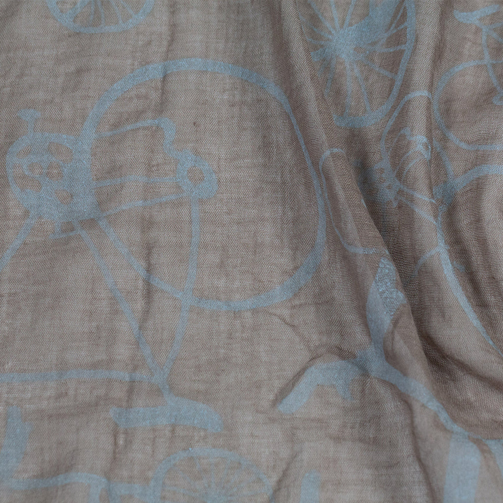 Tickled Pink 70 x 26” Bicycle Print Scarf – Semi-Sheer, Light