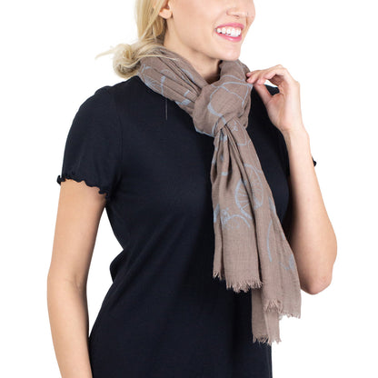 Tickled Pink 70 x 26” Bicycle Print Scarf – Semi-Sheer, Light