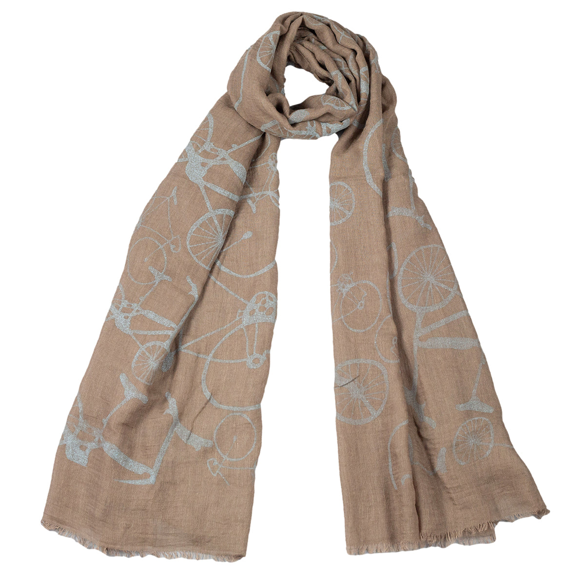 Tickled Pink 70 x 26” Bicycle Print Scarf – Semi-Sheer, Light