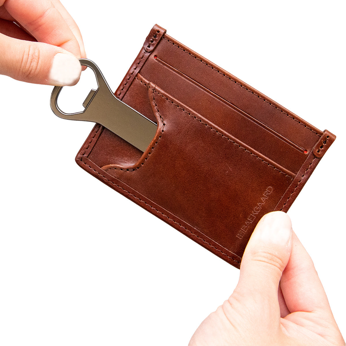 Baekgaard Leather & Canvas Card Case Wallet With Bottle Opener