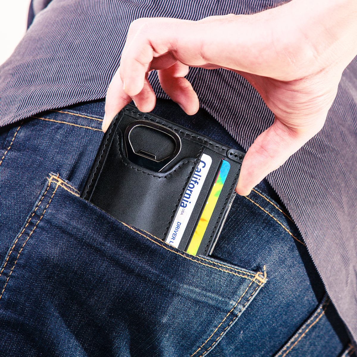 Baekgaard Leather & Canvas Card Case Wallet With Bottle Opener