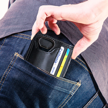Baekgaard Leather & Canvas Card Case Wallet With Bottle Opener