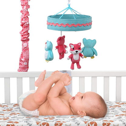 The Peanutshell Mila Fox and Owl Baby Crib Musical Mobile – Lullabies & Décor