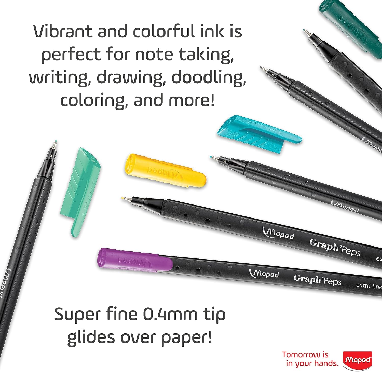 20pk Maped Graph' Peps Fine Tipped 0.4mm Felt Pens--Vibrant Colors!