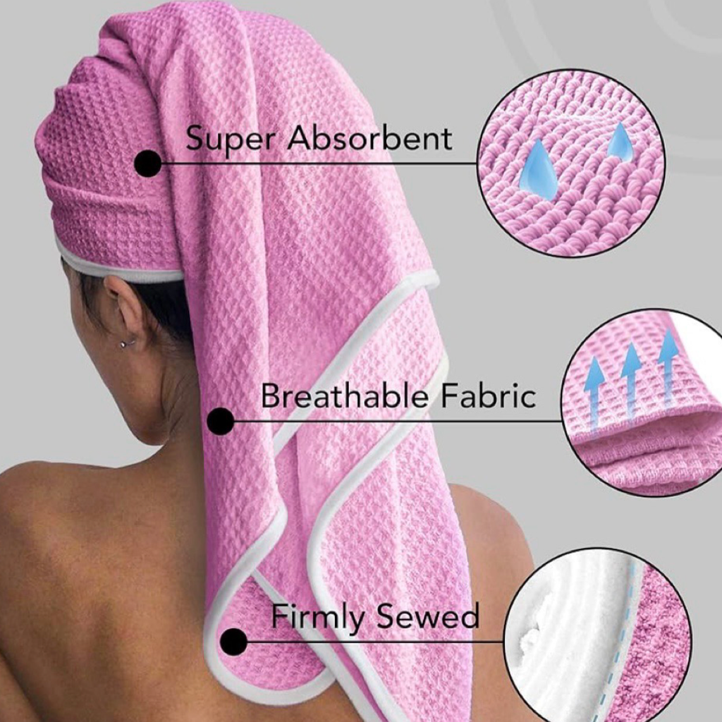 Extra Large 45 x 25 Breathable Hair Wrap Towel - Quick Drying Turban