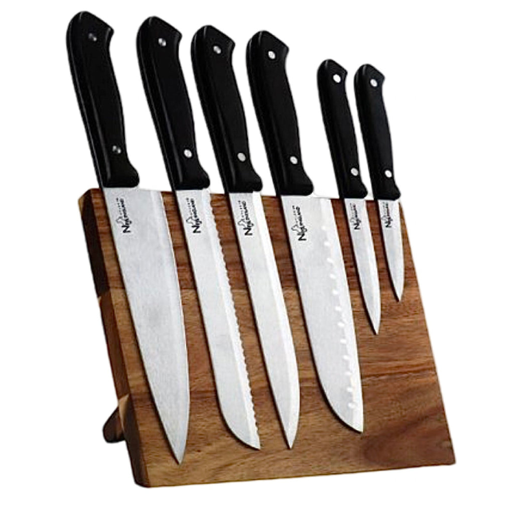 7pc New England Cutlery Carbon Steel Knife Set With Magnetic Board
