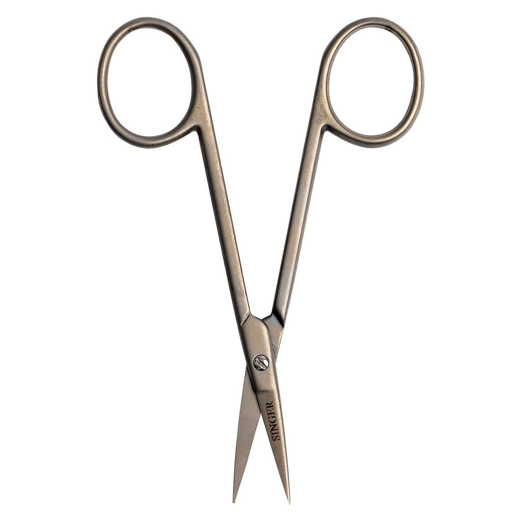 SINGER 4" In Embroidery Scissors w/ Curved Tip for Sewing - Titanium Coated