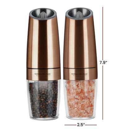 Gravity Electric Salt & Pepper Grinder 2 piece Set – Batteries, Scoop & Brush Included – 3 Colors by Votre Château
