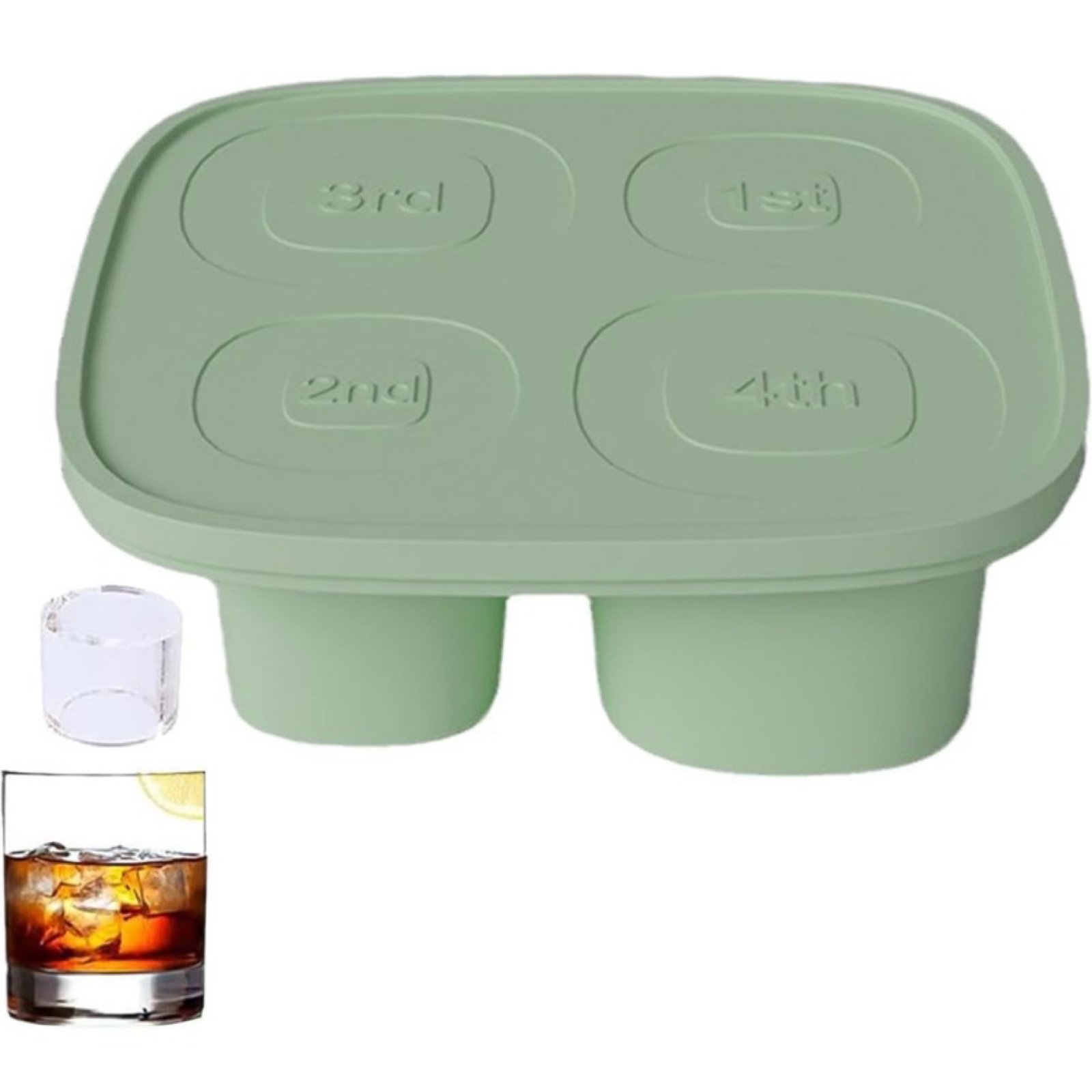 Silicone Ice Cube Tray, Hollow Ice Mold For Stanley Cups & Drinks - w/ Lid