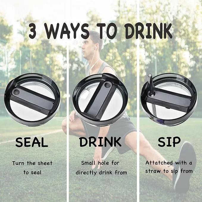 40 oz Lemon Print Stainless Steel Tumbler – Insulated Mug with Handle, Lid & Straw