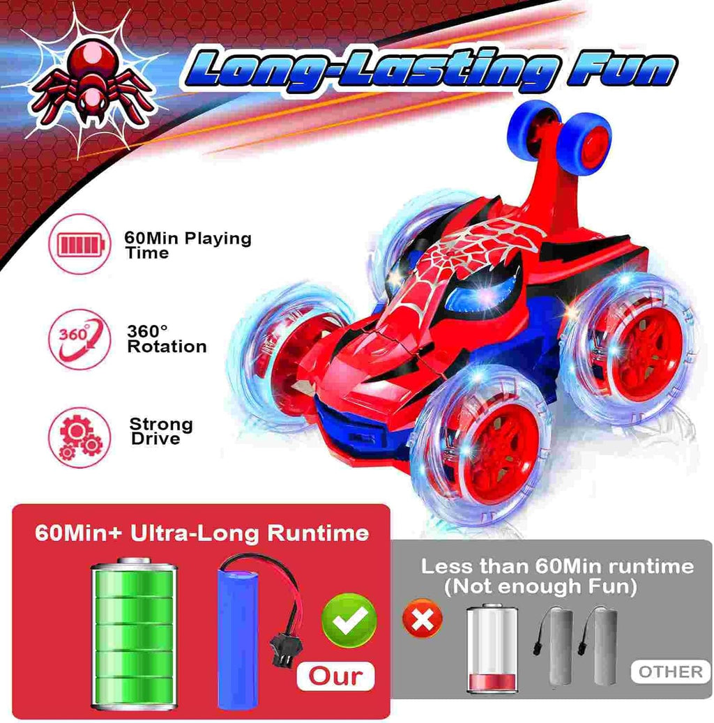 LED RC Stunt Car - 360° Flips, All-Terrain, Rechargeable Remote Control Toy