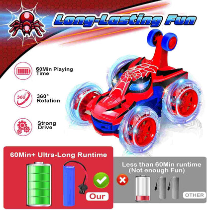 LED RC Stunt Car - 360° Flips, All-Terrain, Rechargeable Remote Control Toy