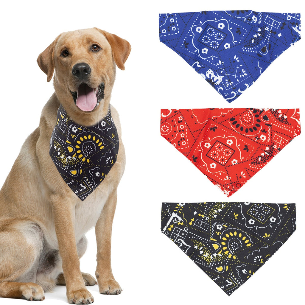 3pk Bandana Dog Collar Accessory – Classic Paisley Pet Bibs (Medium/Large)