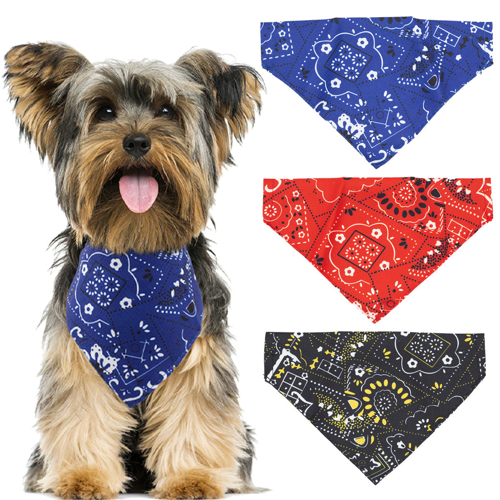 3pk Bandana Dog Collar Accessory – Classic Paisley Pet Bibs (Medium/Large)