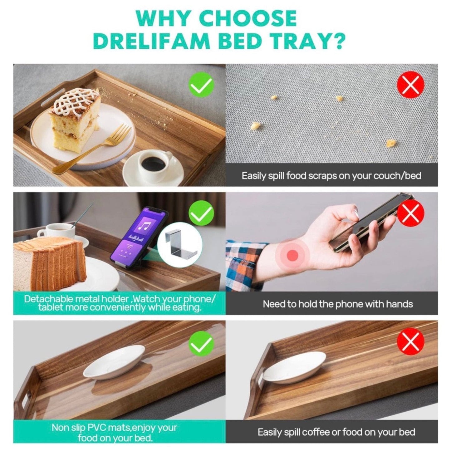 Acacia Wood Lap Desk with Cushion – Detachable Tray Table for your Bed, Couch or Recliner!