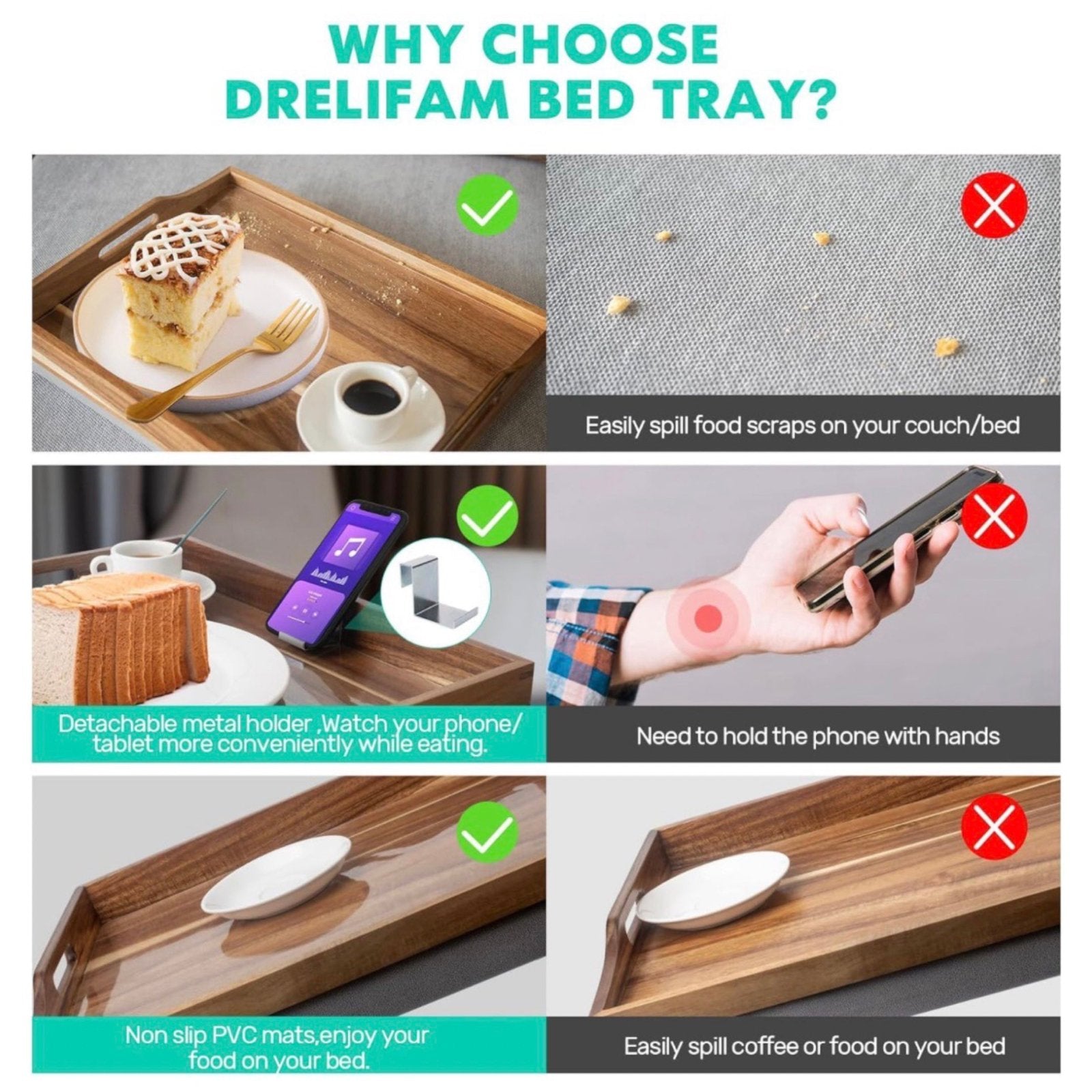 Acacia Wood Lap Desk with Cushion – Detachable Tray Table for your Bed, Couch or Recliner!