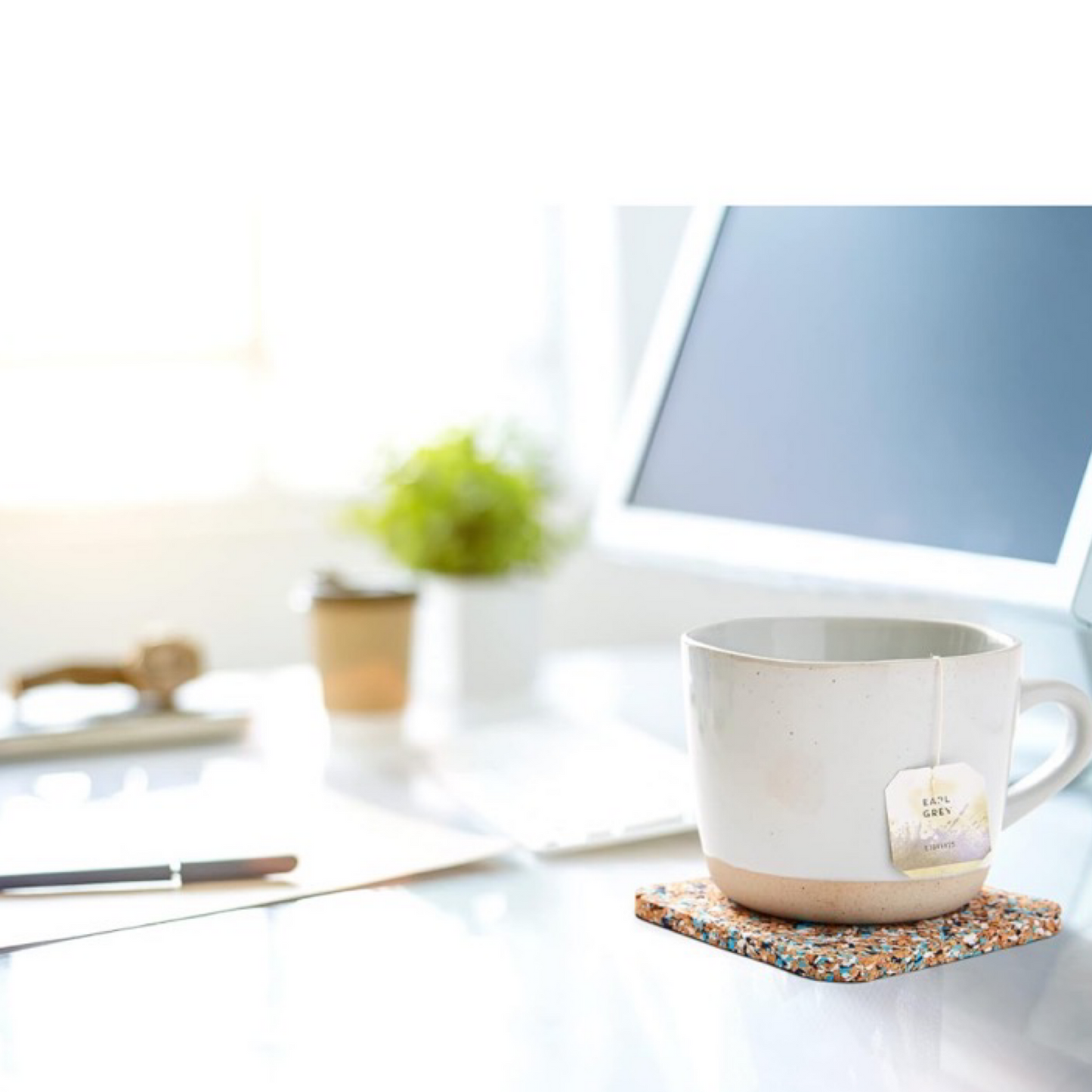 COCOWHOA Set of 4 Cork Coasters For Drinks - Made From Recycled Material