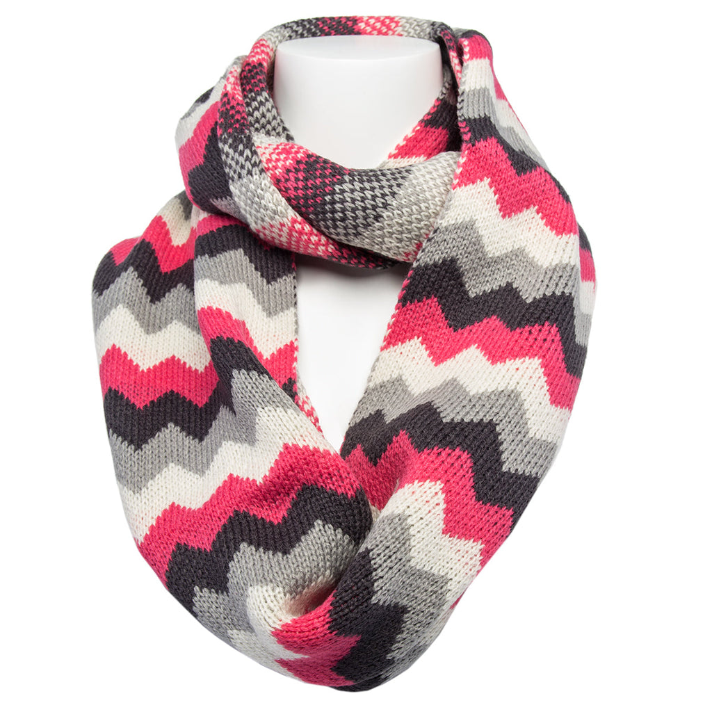 Women’s Crisp Zig Zag Infinity Scarf By Tickled Pink – Warm, Cozy