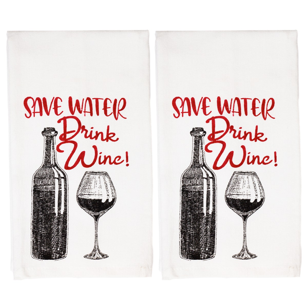 2pk Splash 100% Cotton Kitchen Towels - Fun Designs, Dry Humor!