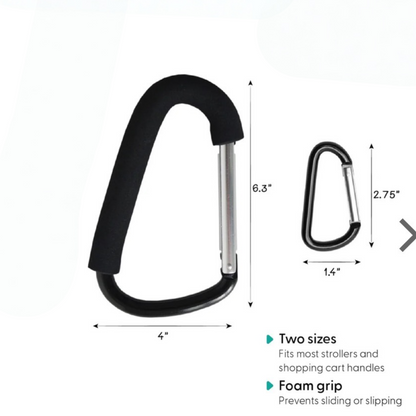 Belle "On The Go" 2pk Stroller Hooks - Large & Medium Carabiner Clips
