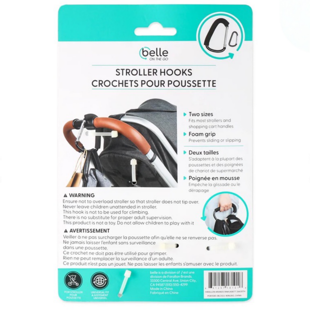 Belle "On The Go" 2pk Stroller Hooks - Large & Medium Carabiner Clips