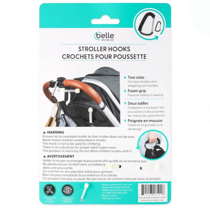 Belle "On The Go" 2pk Stroller Hooks - Large & Medium Carabiner Clips