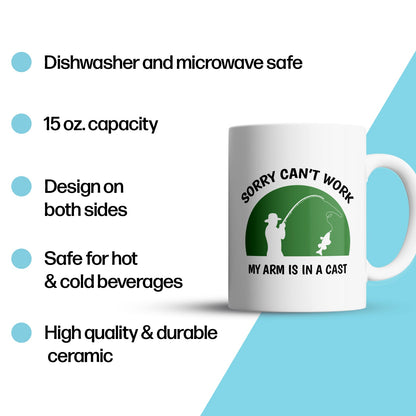 "Arm In A Cast" Large 15oz Mug - Funny Gift for Dad