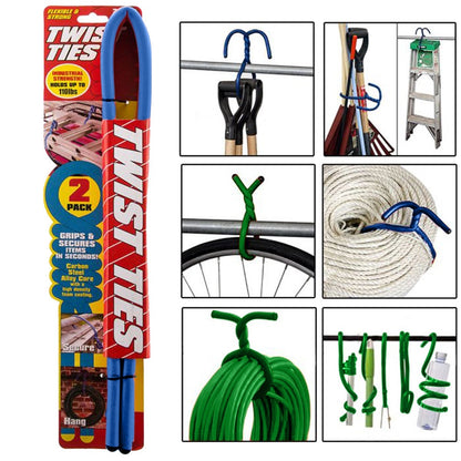 2pk Flexible Twist Ties 36” Wrap Hook Storage - Holds 110 lbs