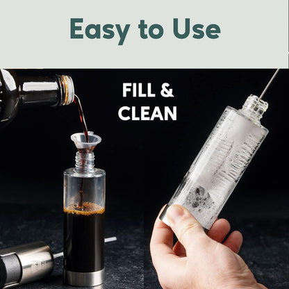 2pk Glass Oil Sprayers, Refillable –With Funnel and Cleaning Brush