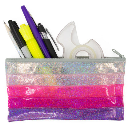 Zipper Pouch Storage For Pens, School Supplies – Glitter Colors!
