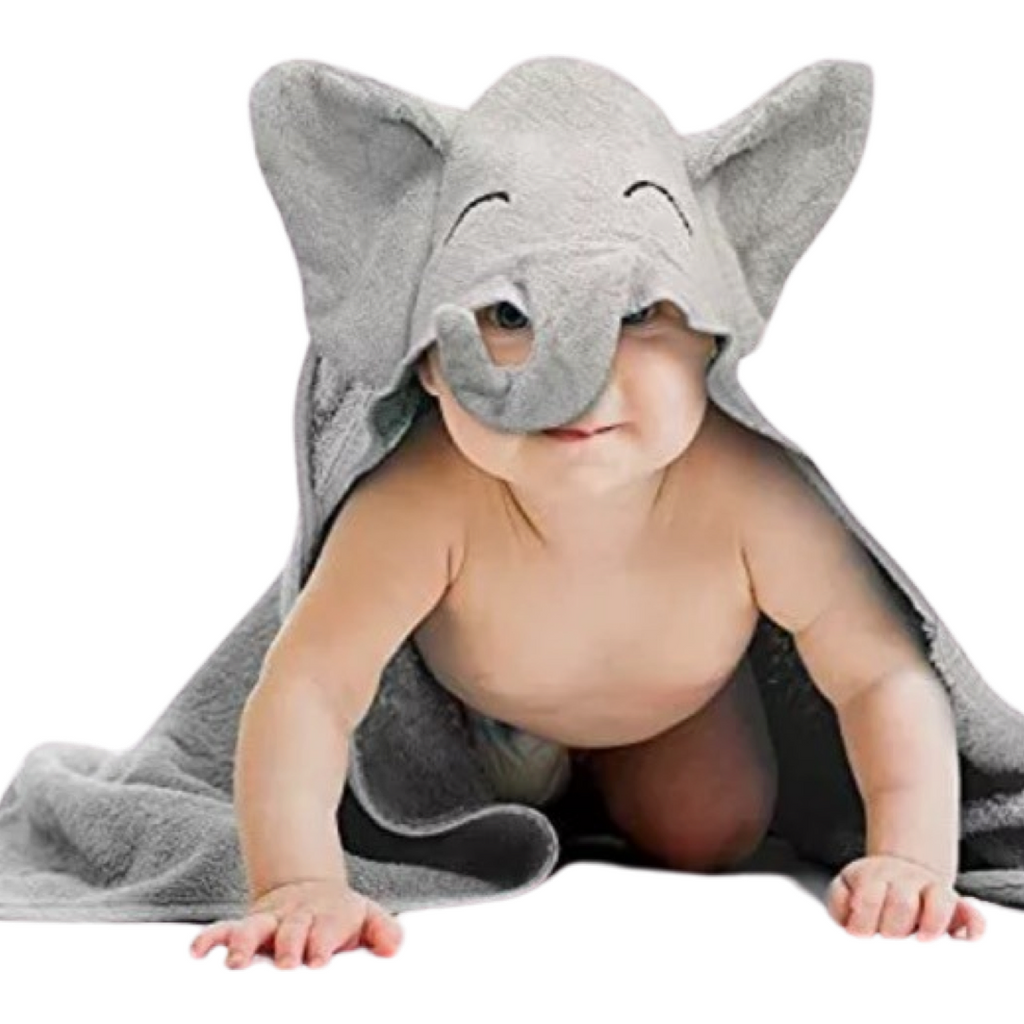 XL Organic Bamboo & Cotton Hooded Baby Towel - Soft & Absorbent