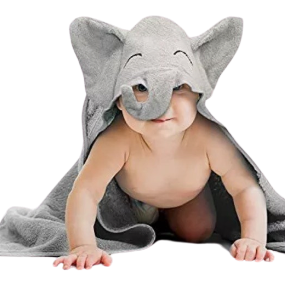 XL Organic Bamboo & Cotton Hooded Baby Towel - Soft & Absorbent