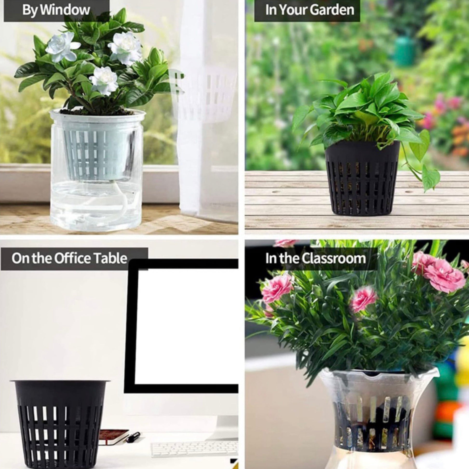 25pk of Heavy Duty Slotted Mesh Plant Pots In 3" or  4" - Hydroponic Growing