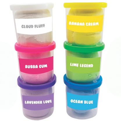 6pk Stretchy Super Klay Use Alone Or Add Slime, Bright Colors - Soft & Fluffy!