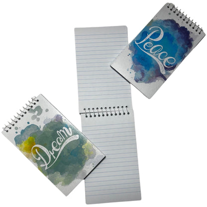 3pk Lined 60pg Pocket Spiral Notebooks/Memo Books, 3" x 5" - Peace, Dream, Love
