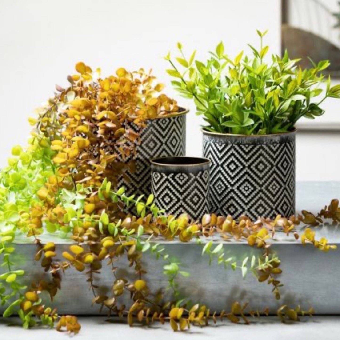 3pc Sullivans Geometric Motif Indoor / Outdoor Metal Planters