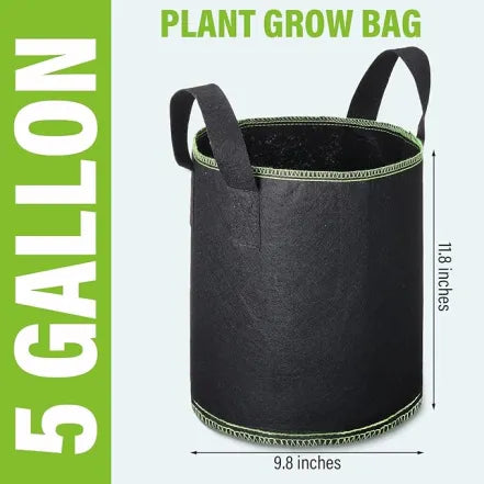 2-Pack Reusable Aeration Fabric Grow Bags – Breathable & Durable - 5 Gallon