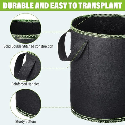2-Pack Reusable Aeration Fabric Grow Bags – Breathable & Durable - 5 Gallon