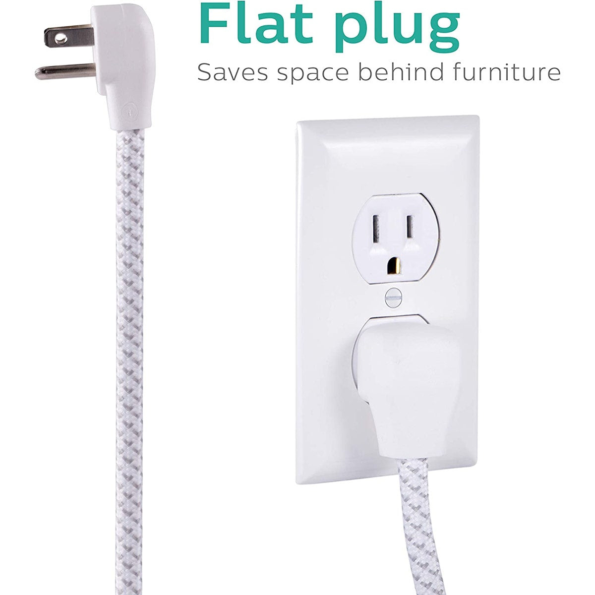 Philips 4 Outlet 2 USB Surge Protector 4ft Braided Extension Cord