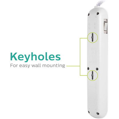 Philips 4 Outlet 2 USB Surge Protector 4ft Braided Extension Cord