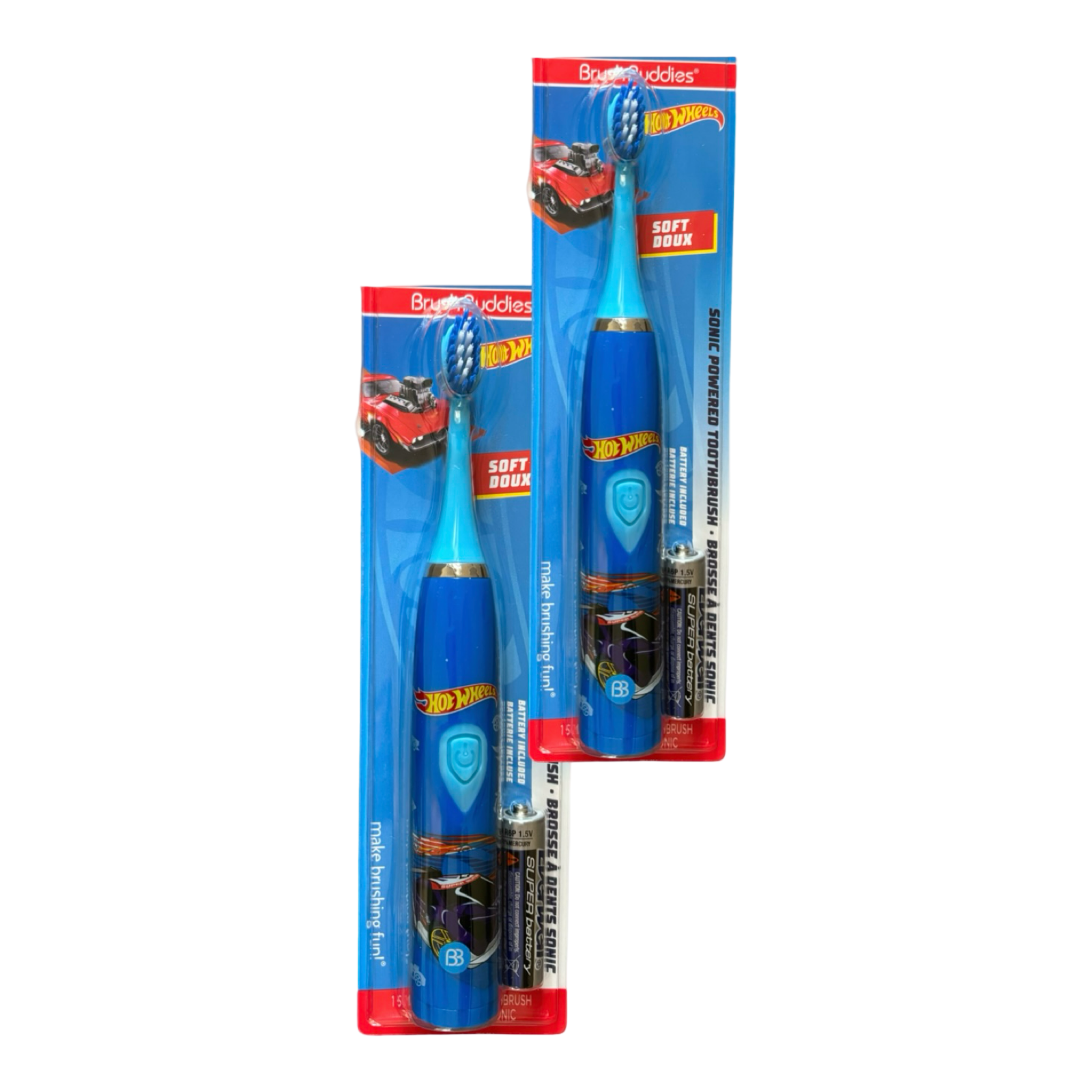 2pk Brush Buddies Children's Barbie or  Hot Wheels Electric Toothbrush