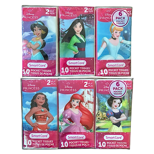 6pk of Resealable Disney Princess Pocket Tissues -  60 Sheets Total
