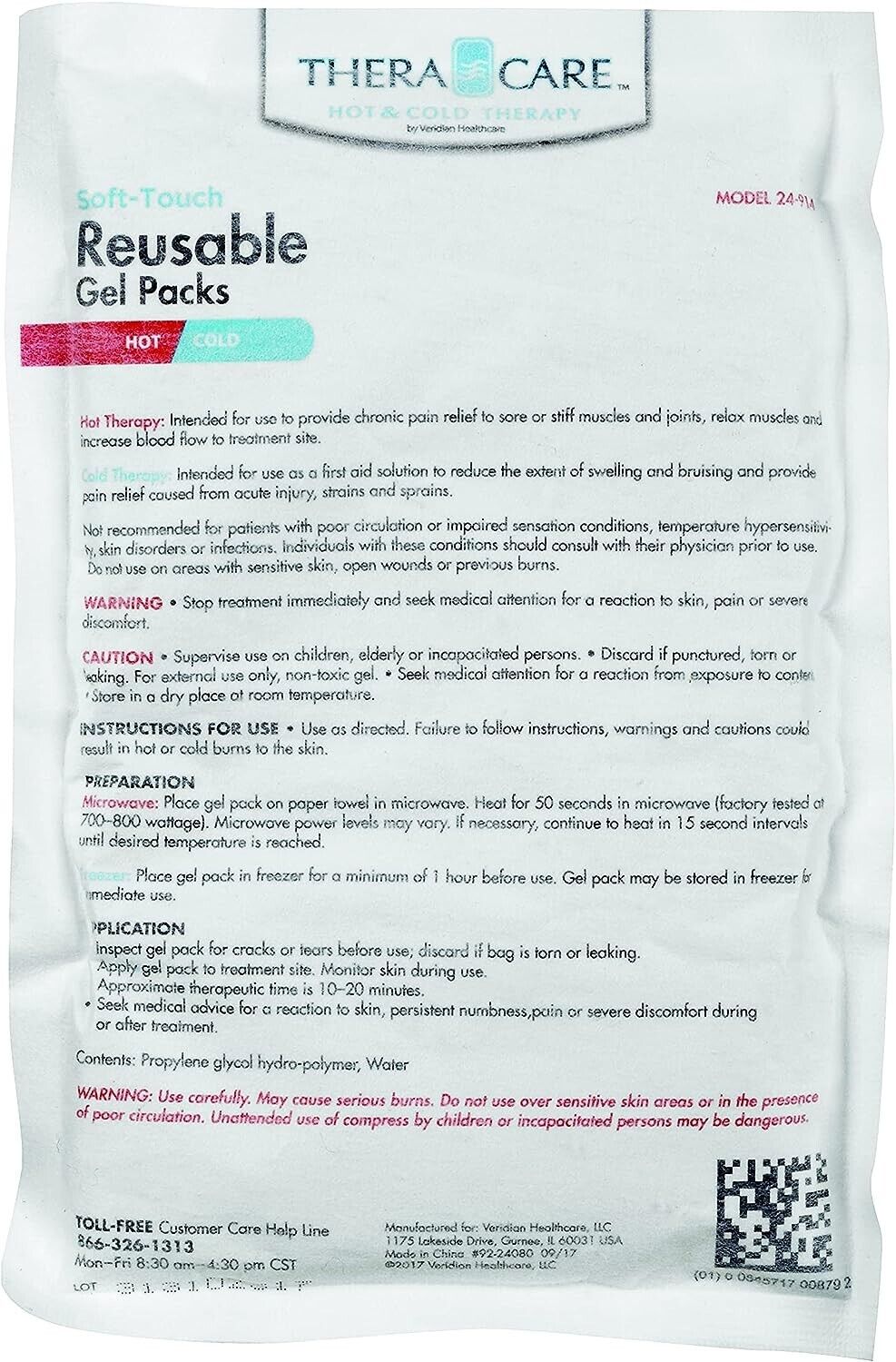 2 Reusable HOT/COLD Gel Packs by THERA CARE- Pain Relief Therapy