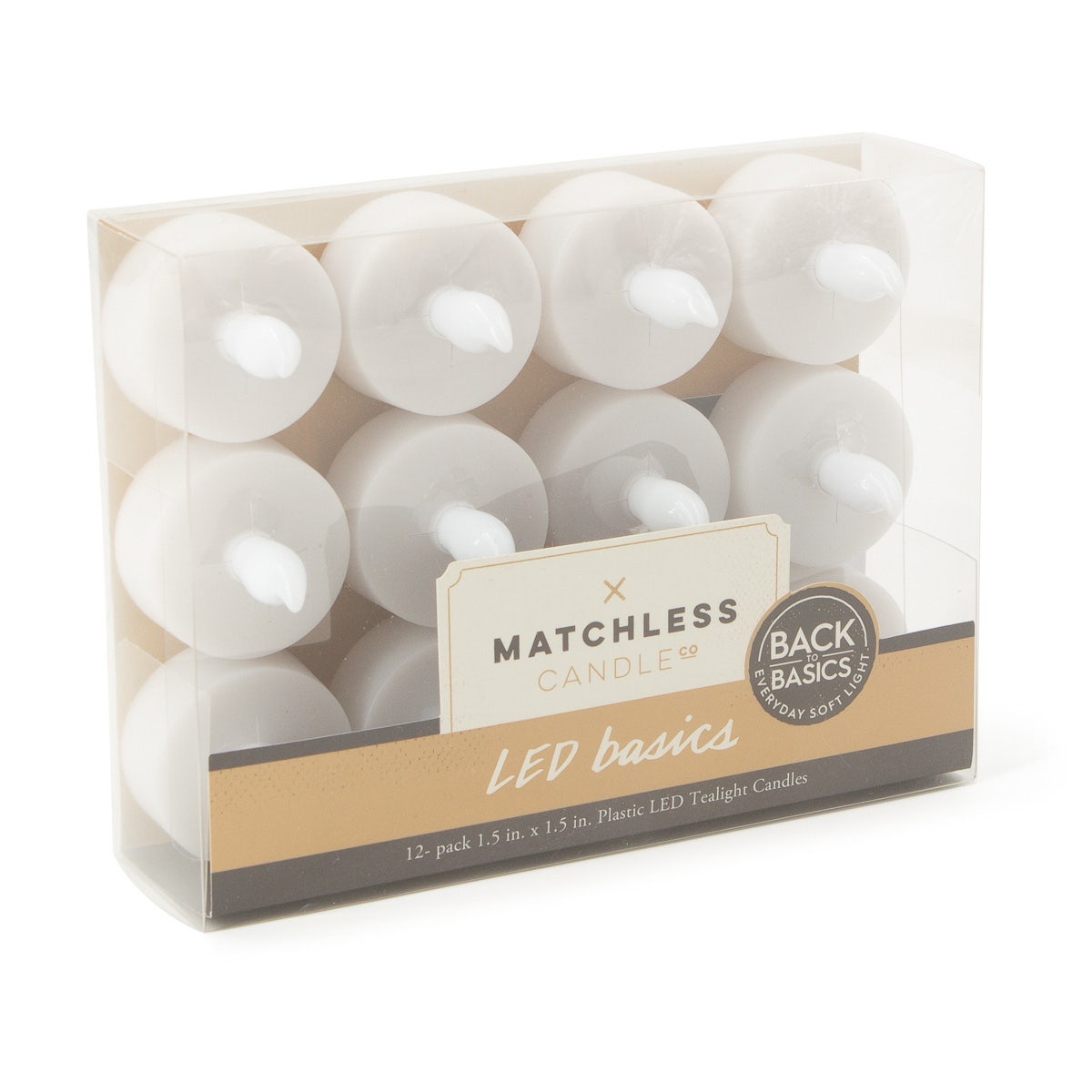 12pk Matchless Candle Co. LED Basics Flameless Tealights