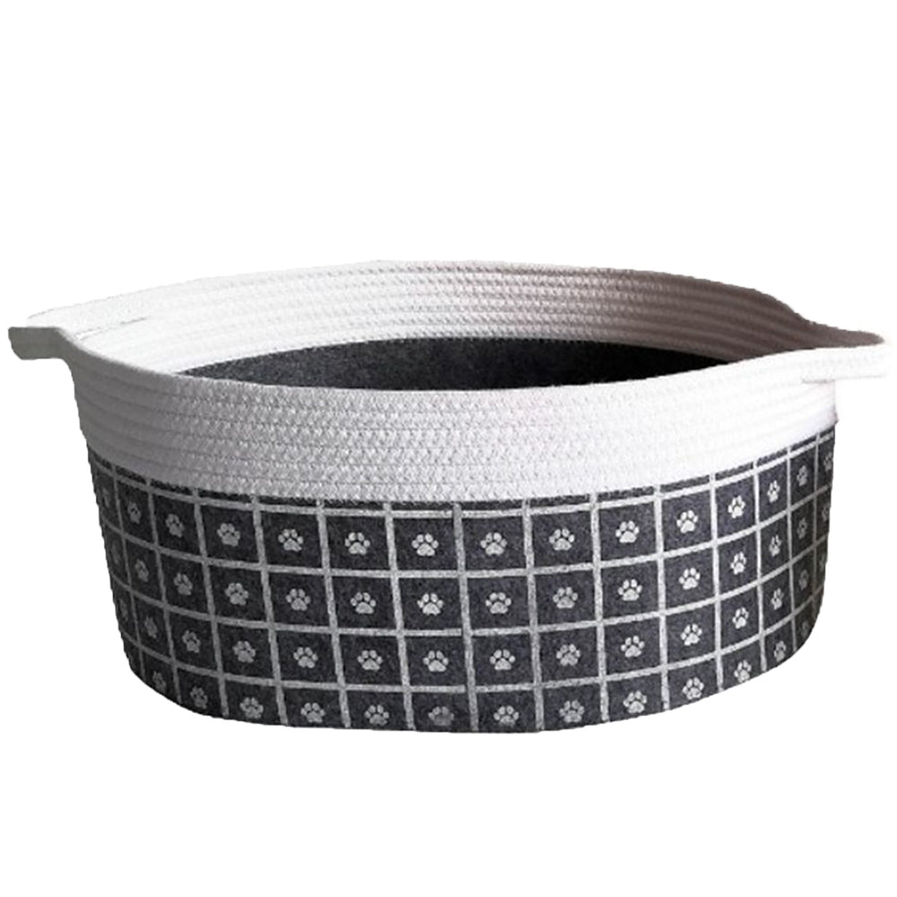 Grey Felt Pet Storage Bin with Rope Handles – 16"x12" Collapsible Organizer