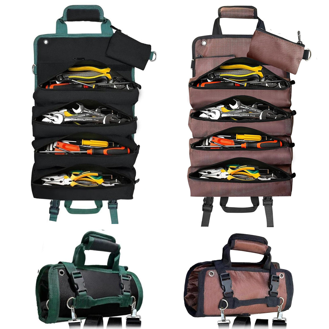 Heavy-Duty Roll Up Tool Bag – Waterproof Organizer with Removable Pouches & Strap