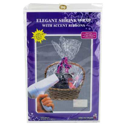 Basket Shrink Wrap With Accent Ribbons – For Gifts, Stylish