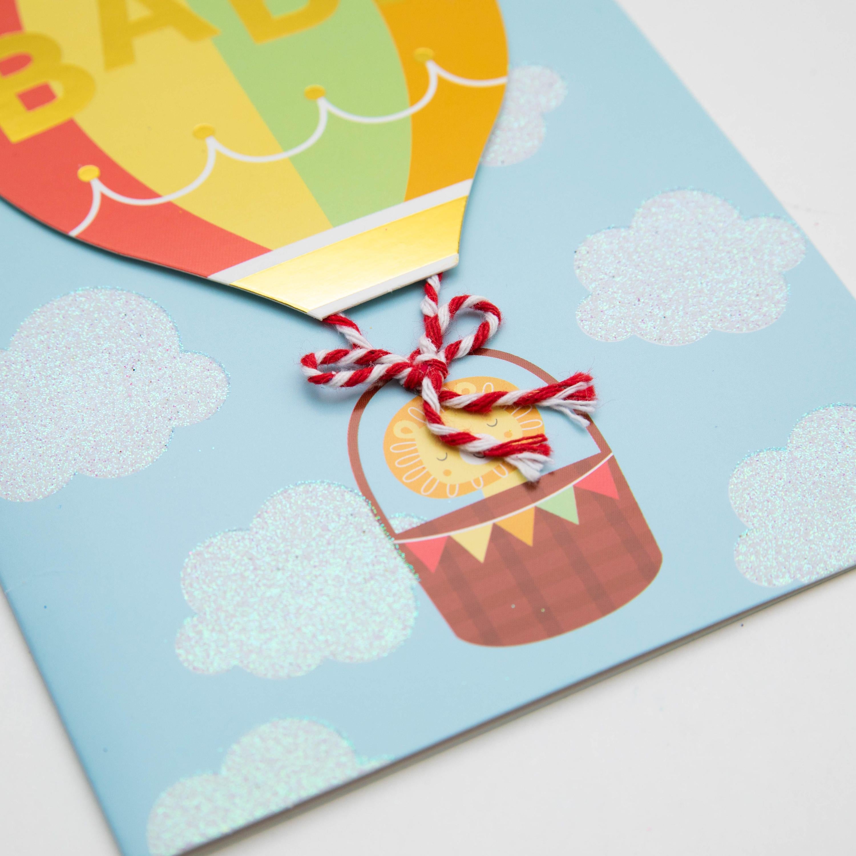 PaperCraft Handmade Baby Birthday Card – 3D Hot Air Balloon